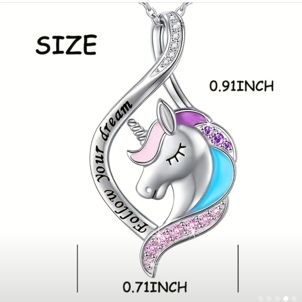 New Unicorn Pendant Necklace. Follow your dreams women's girls kids - Picture 3 of 4